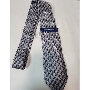 John Ashford Men’s 100% Silk Tie Gray Silver 3D Geometric Cube Pattern Classic D